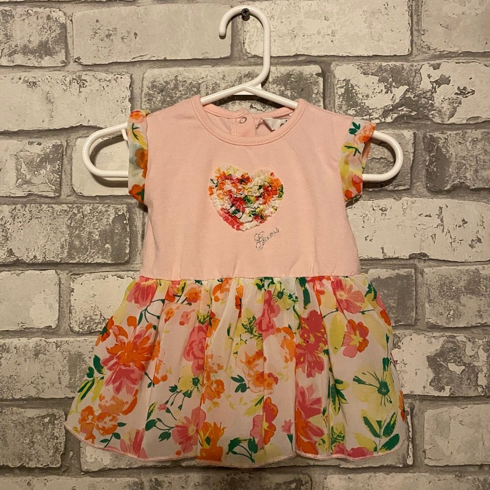 Guess Baby Heart Floral Dress Size 3/6 Months